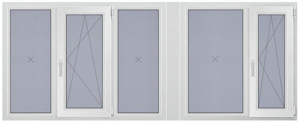 Трехстворчатое окно+двухстворчатое окно в доме серии II-68